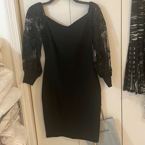 Lulu’s New black sequin sleeve cocktail dress,S